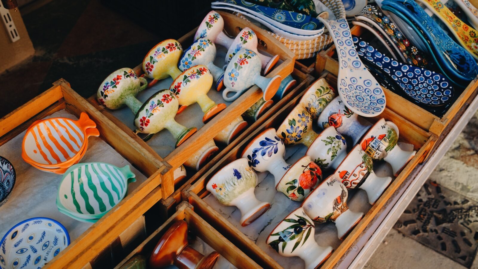 Handmade pottery by a local artist in Agiasos, Lesvos, Greece.