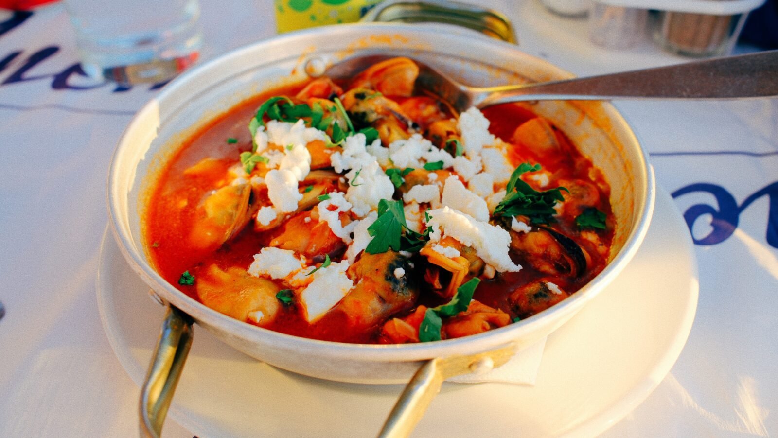 Traditional Greek seafood dish served in Skala Sikamineas, Lesvos, Greece.