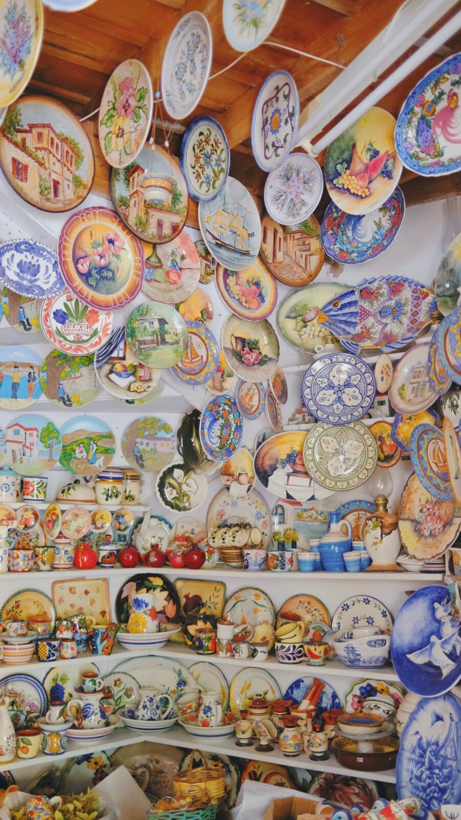 Handmade pottery by a local artist in Agiasos, Lesvos, Greece.