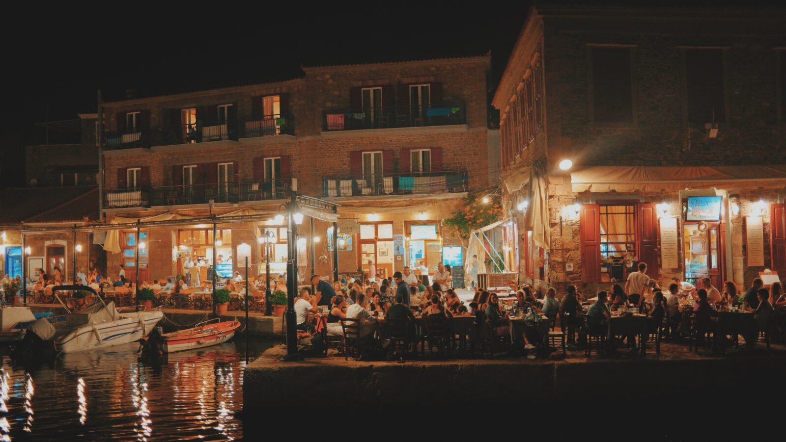 Authentic greek atmosphere in the harbour of the charming village of Molyvos, Lesvos, Greece